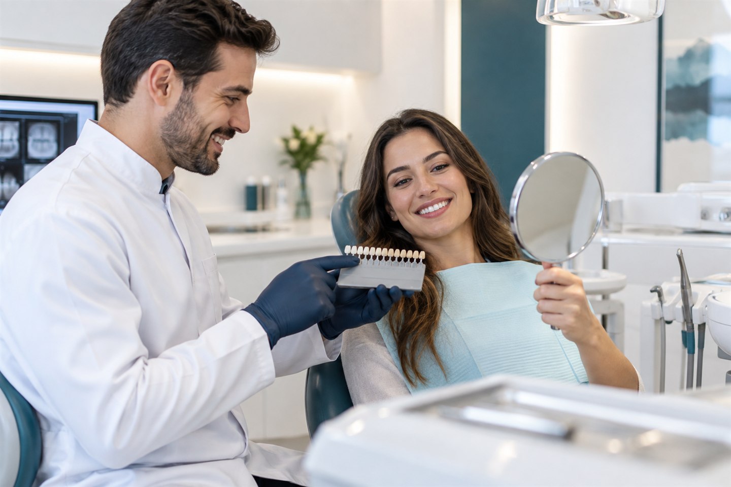 Cena ilustrativa de uma conversa sobre a estética do sorriso